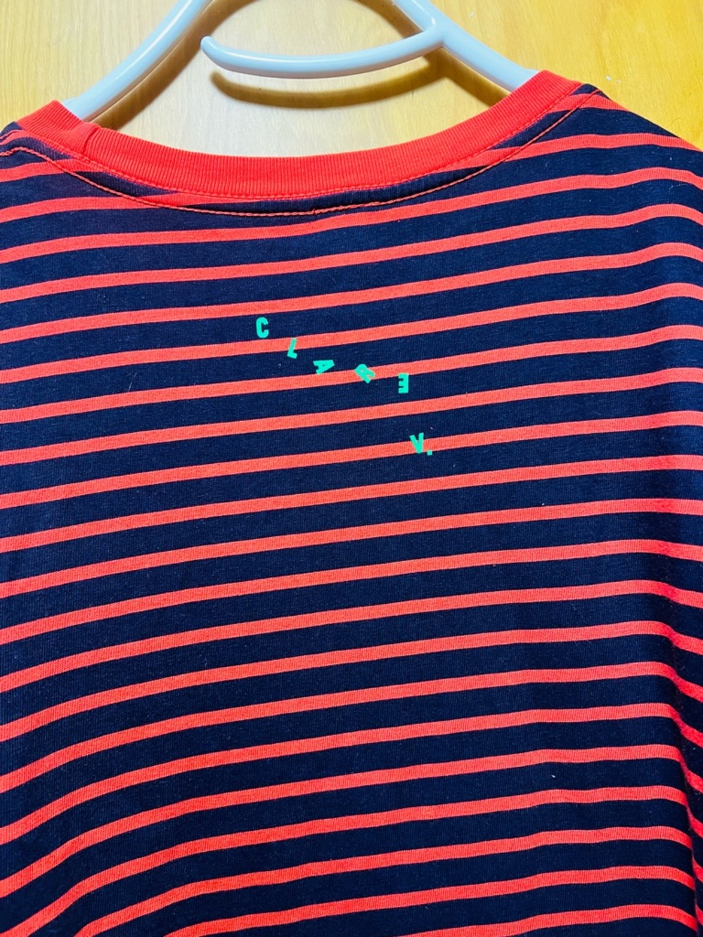 Clare V Red and Navy Puff-Sleeve Striped Long-Sleeve Tee - Picture 11 of 15